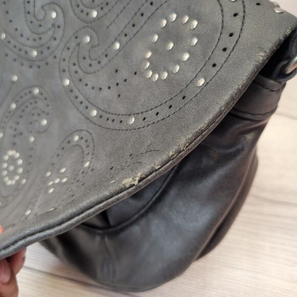 Coldwater Creek Gray Studded Vegan Leather Organizing Shoulder Bag - Picture 5 of 15